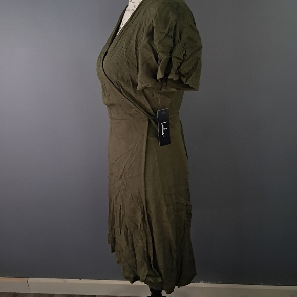 Lulus Harbor Point Olive Green Wrap Dress Size Medium NWT - Picture 6 of 9